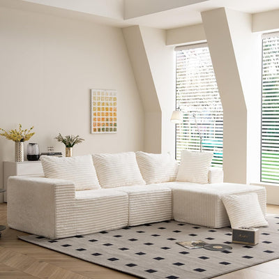 Minimalist Modular Sectional Sofa – Plush Faux Fur