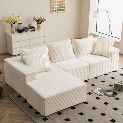 Minimalist Modular Sectional Sofa – Plush Faux Fur