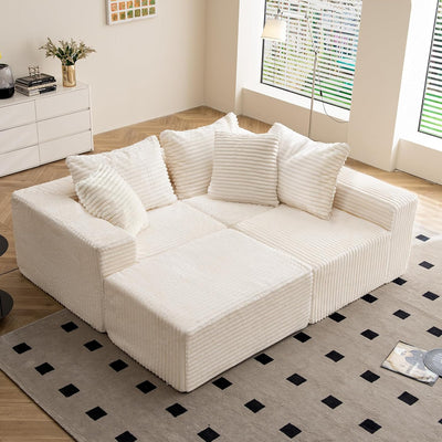 Minimalist Modular Sectional Sofa – Plush Faux Fur